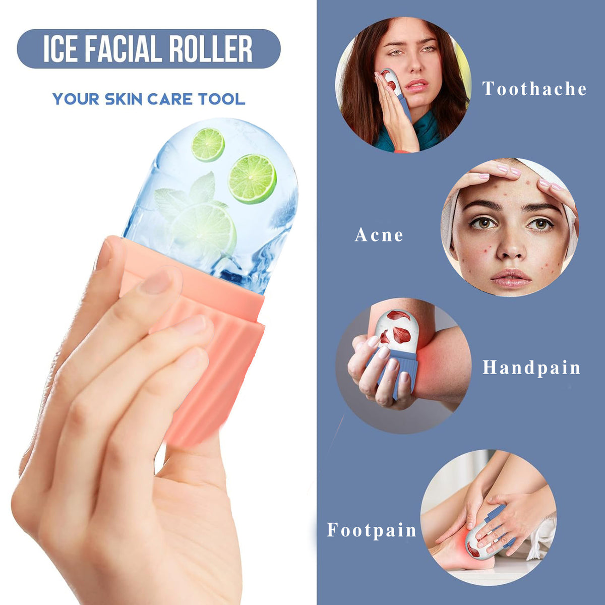 Silicone Ice Grid Scraping Plate Facial Care Tool Set with Storage Bag for Applying Ice Grid to Face