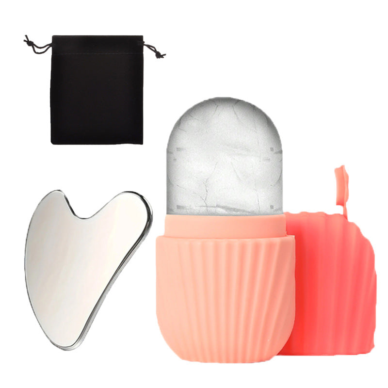 Silicone Ice Grid Scraping Plate Facial Care Tool Set with Storage Bag for Applying Ice Grid to Face